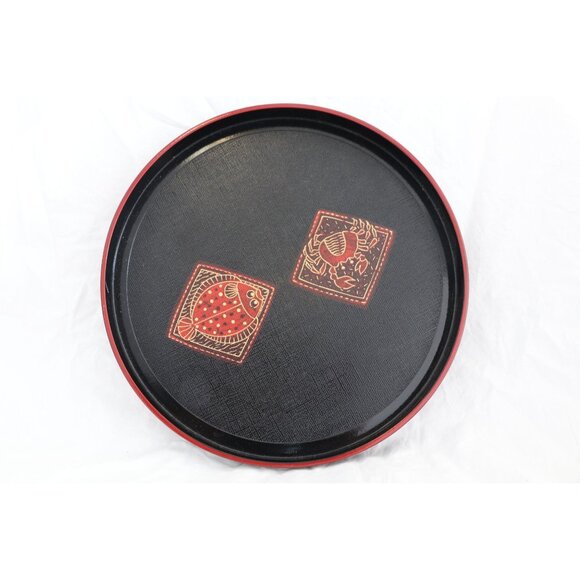 Crab Fish Decorative Serving Trays Lacquerware Made In Japan No Label - Picture 3 of 4